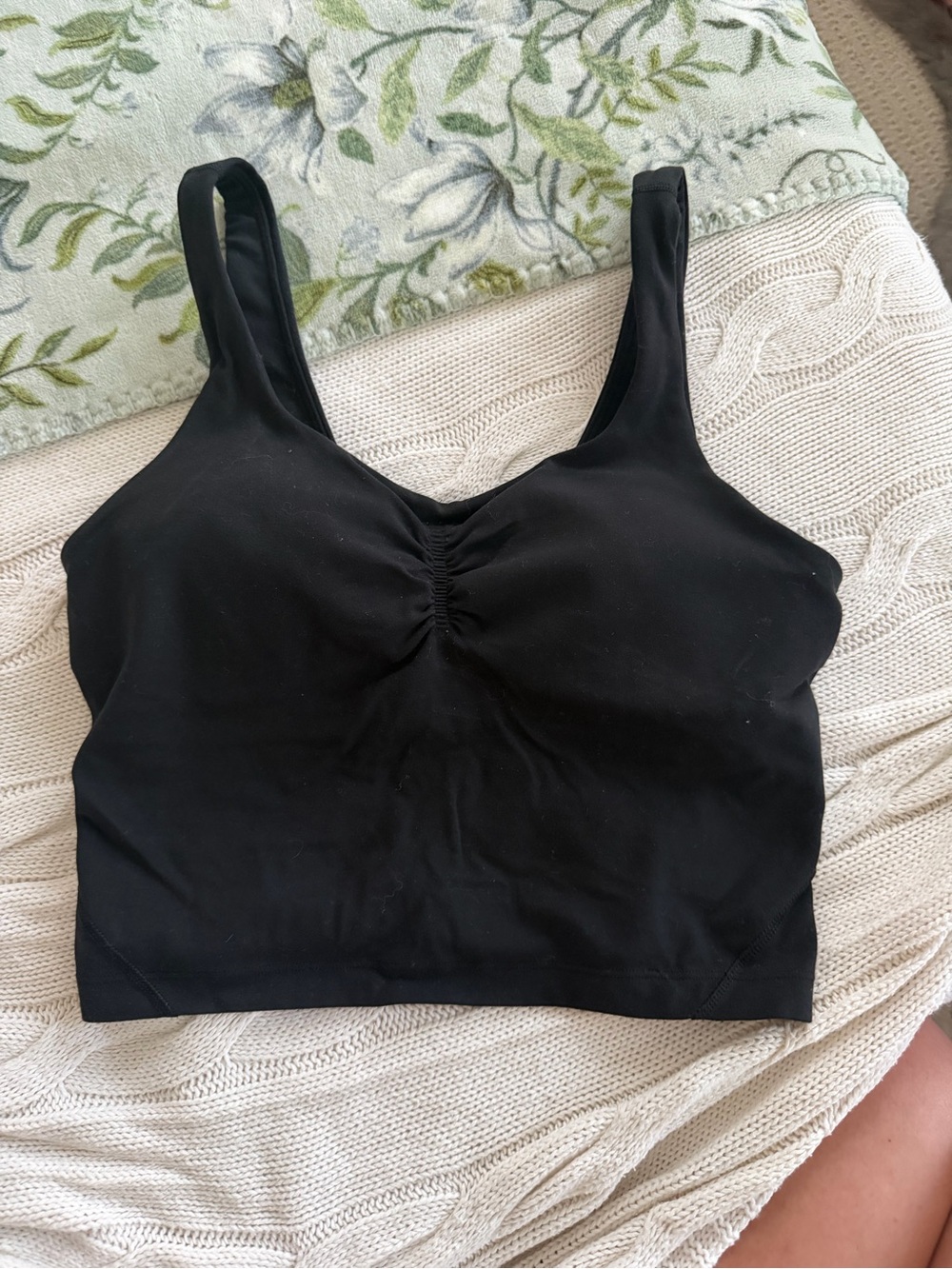 lululemon athletica Black Ruched Front Crop align bra tank 4